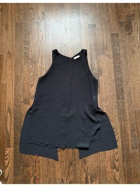 Sleeveless Black Textured Tunic Top